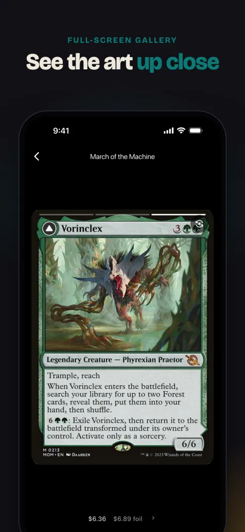 Full-screen gallery: card art up close